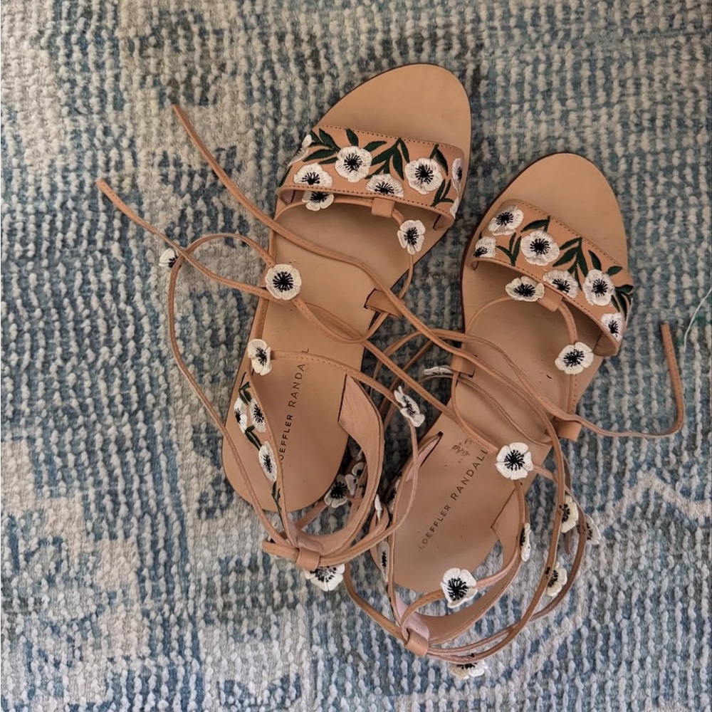 Loeffler Randall Tan Floral Sandals